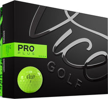 Load image into Gallery viewer, Vice Golf PRO PLUS 2020 | 12 Golf Balls | Features: 4-piece cast urethane, maximum distance, reduced driver spin | More colors: NEON RED, WHITE | Profile: Designed for advanced golfers
