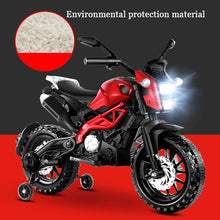 Load image into Gallery viewer, Kids Ride On Motorcycle, 12V Electric Ride On Motorcycle,1.8~3.2 MPH,with Training Wheels, Hand Throttle Foot Brake, 66LBS Red
