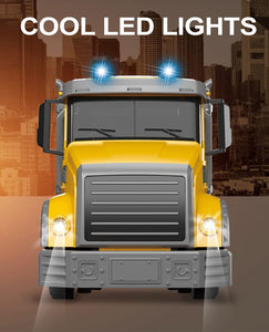 RC Dump Truck Toy for Kids - 6 Channel Remote Control Dump Truck with LED Lights, RC Construction Vehicle Truck Toys