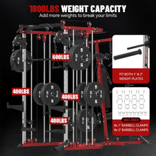 Load image into Gallery viewer, FAGUS H All in One Home Gym System Workout Station with Adjustable Weight Bench- Red
