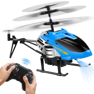 RC Helicopters - Remote Control Helicopter Toys: One Key Take-Off/Landing, Automatic Altitude Hold, LED Light & 3.5 Channel, Blue