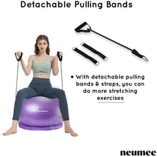 Load image into Gallery viewer, NEUMEE Yoga Ball Chair with 65cm Exercise Ball &amp; 2 Resistance Bands(Purple)
