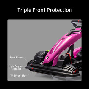 Go Kart Electric Drift Kart Car with Adjustable Seat, 24V Outdoor Ride On Toy with Variable Speed Mode, Crazy Cart for Kids 6+ Years Old