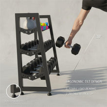 Load image into Gallery viewer, CHICAURA 3 Tier Weight Rack for Home Gym Dumbbells, Universal Dumbbell Rack with Adjustable Width Rails, Heavy Duty Angled Storage Stand for Kettlebells &amp; Hand Weights (Rack Only)
