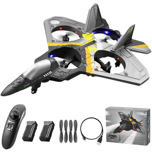 V17 Remote Control Plane, 2.4Ghz Foam RC Airplanes Jet Fighter Stunt RC Airplane with Spinning Drone