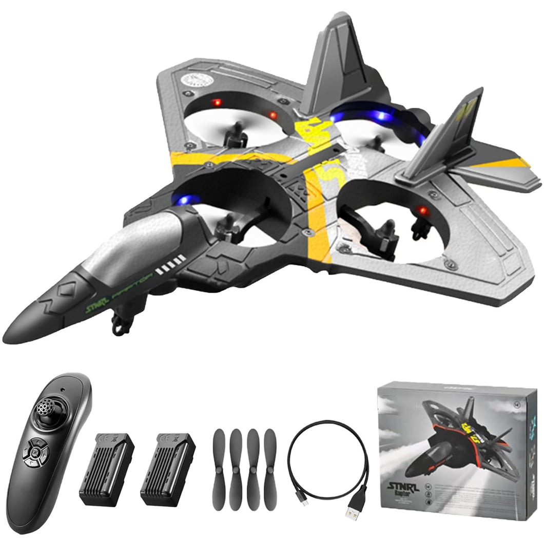 V17 Remote Control Plane, 2.4Ghz Foam RC Airplanes Jet Fighter Stunt RC Airplane with Spinning Drone