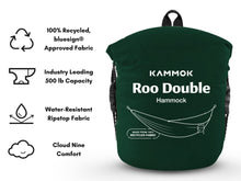 Load image into Gallery viewer, KAMMOK: Swiftlet Portable Stand &amp; Roo Double Pine Green Hammock Set
