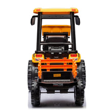 Load image into Gallery viewer, Ride on Tractor with Trailer, Electric Vehicle Toy with 3-Gear-Shift Ground Loader, Treaded Tires, LED Lights, Audio (Yellow)
