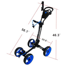 Load image into Gallery viewer, Qwik-Fold - 4-Wheel Golf Push Cart - Black/Blue
