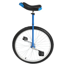 Load image into Gallery viewer, 24 Inch Unicycle with Manganese Steel Frame, Leakproof Tire, Adjustable Seat, Curved PU Seat, Mute Bearing, Exercise Bicycle (Blue)
