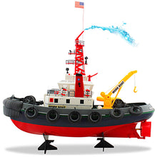 Load image into Gallery viewer, US Seaport Super Work Boat RC Tugboat 2.4Ghz Radio Control Tug Boat Tow Model 23&quot; Harbor Fire Fighting Ship Rescue Spurt Water Fireboat
