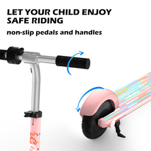 New Upgraded Electric Scooter for Kids Ages 6-12, Foldable Kids Electric Scooter w/Maximum Weight Capacity 110 lbs, Pink.