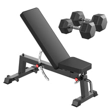 Load image into Gallery viewer, HANDBODE Adjustable Weight Bench for Full Body Workout, 1300 lb Weight Capacity Bench Press Bench of Home Gym Strength Training, Incline Upright Flat Utility Workout Bench with 30 lb Dumbbells

