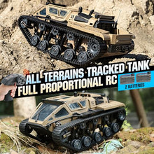 Load image into Gallery viewer, RC Military Tank Armored Fighting Car with LED Lights, 2.4G Remote Control, 1:16 Scale All-Terrain Vehicle (Yellow)
