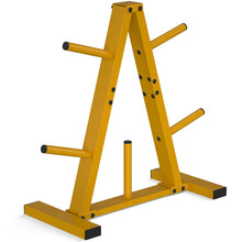 Load image into Gallery viewer, Weight Plate Rack, Weight Tree,  1-Inch Home Gym Storage Stand, Holds 300 lbs-Golden

