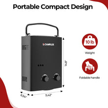 Load image into Gallery viewer, CAMPLUX 5L Portable Propane Gas Tankless Water Heater, 1.32 GPM Tankless Water Heater With 1.2 GPM Water Pump, AY132BP43, Black
