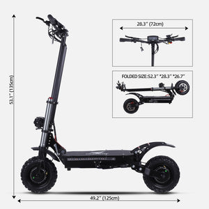 Adult Electric Scooter, High-Power Dual-Drive 6000W Motors Maximum Speed 50 mph, Range 60 Miles 11-inch tubeless Off-Highway Tires