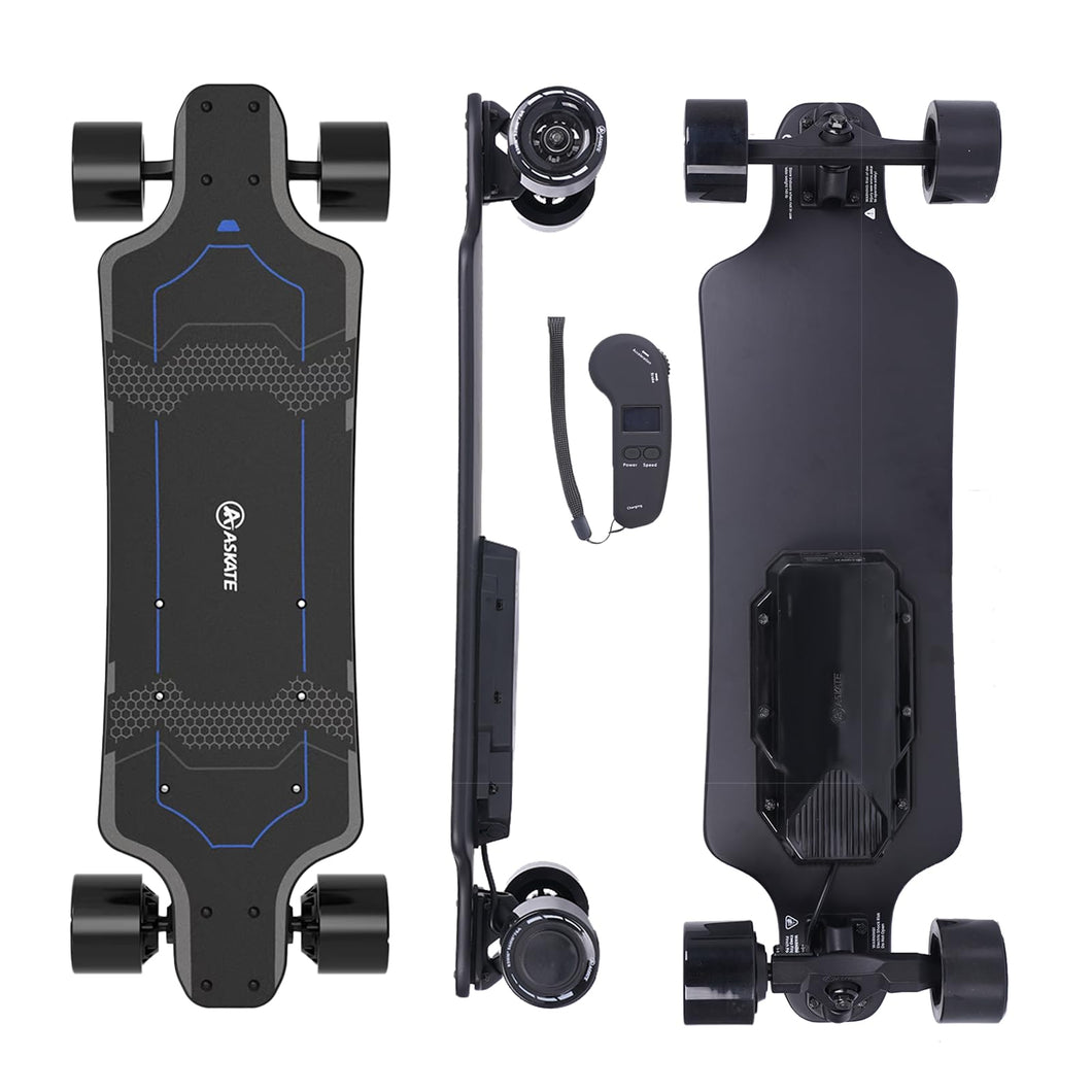 Electric Skateboard with Remote, Long Range Up to 17 Miles, 8 Ply Canadian Maple, Smooth 4-Speed Remote Controller
