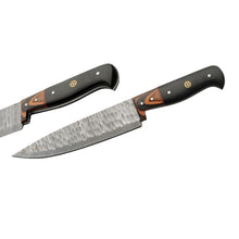 Load image into Gallery viewer, SZCO Kitchen Hammered Knife Roll Set 5PC, Wood Handle Chef Knife Set
