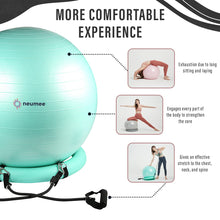 Load image into Gallery viewer, NEUMEE Yoga Ball Chair with 65cm Exercise Ball &amp; 2 Resistance Bands, Stability Base for Home Office, Yoga, Pilates &amp; Fitness, Balance Ball for Posture, Core Strength &amp; Low Impact Workouts (Teal)
