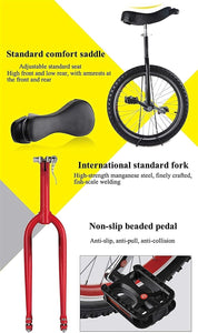 20" Adult Unicycle for Beginners, Comfortable Ergonomic Saddle, Manganese Steel Frame, Fitness & Travel Bike