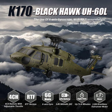 Load image into Gallery viewer, RC Helicopter Model, Black Hawk UH-60L 170 Size 4CH Flybarless Helicopter with Adjustable Left and Right Hand Throttle (RTF Version)
