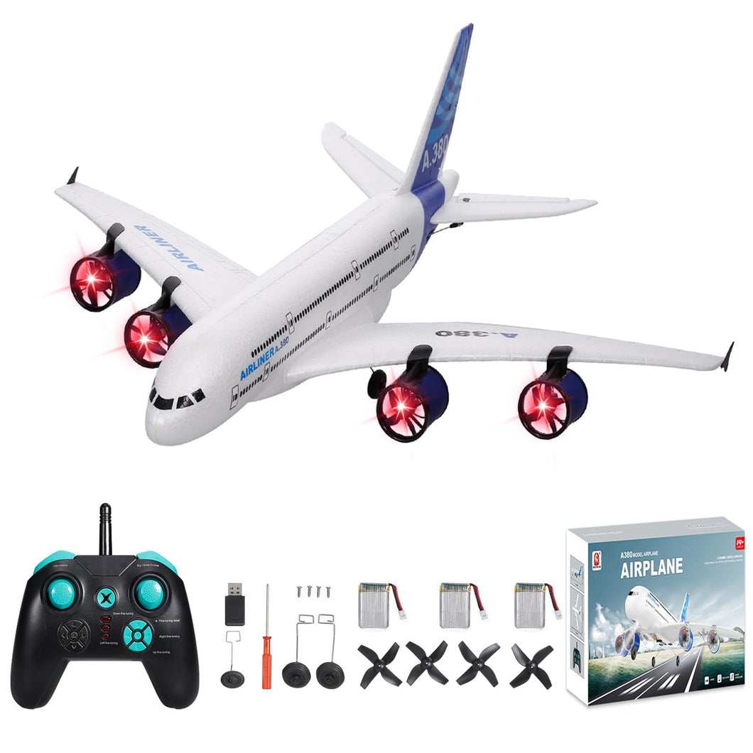 A380 RC Airplane, 2.4G 3CH Remote Control Airplane, Easy to Fly RC Plane for Beginner, EPP Foam Fixed Wing Aircraft
