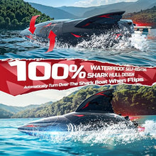 Load image into Gallery viewer, DEERC Fast Brushless RC Boat for Adults, 30+MPH 3S High Speed Remote Control Boat, Self-righting 2.4Ghz Speed Shark with LED Lights, Summer Toy Gift for Kids
