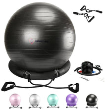 Load image into Gallery viewer, NEUMEE Yoga Ball Chair with 65cm Exercise Ball &amp; 2 Resistance Bands(Black)
