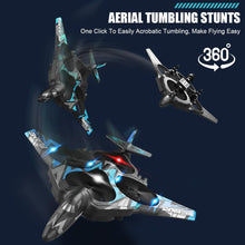 Load image into Gallery viewer, RC Plane 4 Channel, Remote Control Airplane Fighter with 3 Modes, Stunt Roll, Cool Light, Two Batteries, F-22 RC Plane Ready to Fly
