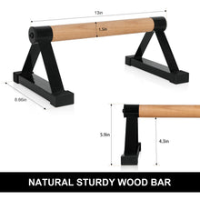 Load image into Gallery viewer, Wood push up bars Parallettes bars Anti-slip Handstand Bars for Calisthenics, Fitness, Floor workouts Solid Wood with Sturdy Metal Bracket, Support 600 LBS

