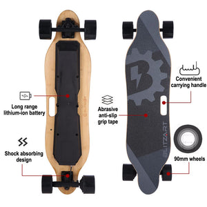 38" Dual Brushless Hub-Motor Electric Skateboard Longboard Scooter 3.3" PU Wheels