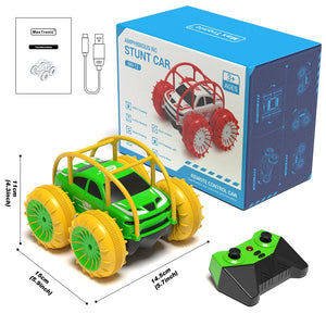 Amphibious Remote Control Car, Rechargeable RC Cars Toy 360° Flips Rotation Stunt Crawler 15KM/H