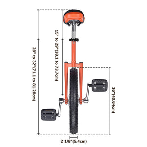 16" Inch Wheel Unicycle Leakproof Butyl Tire Wheel Cycling Outdoor Sports Fitness Exercise Health Orange