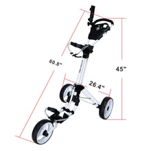 Load image into Gallery viewer, Qwik-Fold - 3-Wheel Golf Push Cart - White/White
