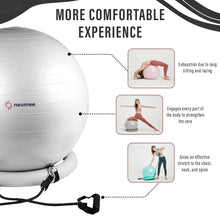 Load image into Gallery viewer, NEUMEE Yoga Ball Chair with 65cm Exercise Ball &amp; 2 Resistance Bands (Grey)
