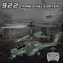 Load image into Gallery viewer, Remote Control RC Helicopter for Kids with Light and Sound, Diecast Military Attack Helicopter, Army Style Model Airplane
