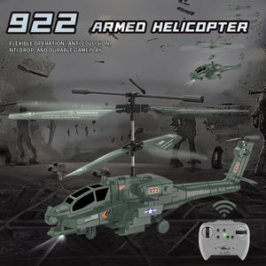 Remote Control RC Helicopter for Kids with Light and Sound, Diecast Military Attack Helicopter, Army Style Model Airplane