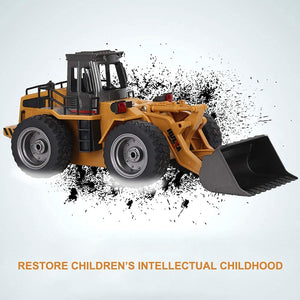 Remote Control Bulldozer Toy Truck, 1/18 Scale RC Metal Rc Front Loader 4WD Construction Vehicles for Boys Girls Kids