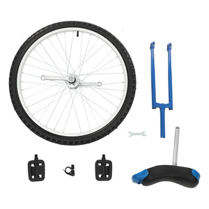 24 Inch Unicycle with Manganese Steel Frame, Leakproof Tire, Adjustable Seat, Curved PU Seat, Mute Bearing, Exercise Bicycle (Blue)
