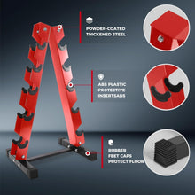 Load image into Gallery viewer, RITFIT Rubber Hex Dumbbells Set with Rack, 350LB Red Heavy-Duty Cast Iron Core, Knurled Chrome Handle, Space-Saving Storage Rack for Home Gym Strength Training
