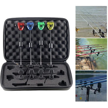 Load image into Gallery viewer, Jorzer Bite Alarms Carp Fishing 4PCS LED Fishing Bite Alarm with a Carry Box Red Yellow Blue Green Fishing Swingers Bite Indicators Fishing Tackle Accessories 12.99 Inch.
