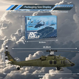 RC Helicopter Model, Black Hawk UH-60L 170 Size 4CH Flybarless Helicopter with Adjustable Left and Right Hand Throttle (RTF Version)