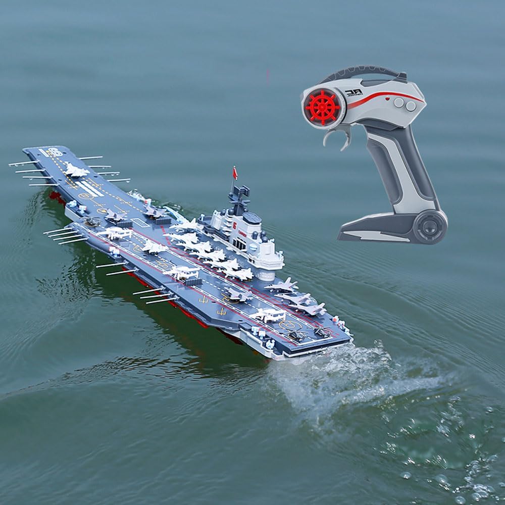 RC Boat, 30KM/H High Speed RC Aircraft Carrier, 2.4Ghz Simulated Electric RC Battleship, 26.7 Inches 1:438 Scale Water Remote Control Aircraft Carrier