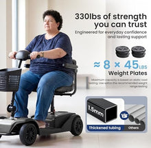 Load image into Gallery viewer, WayCare 15-25 Miles Long Range Mobility Scooter,Weight Capacity 300 LBS+ Powered Mobility Scooters for Seniors, Compact Duty Mobile for Travel with LED Headlight and Detachable Basket(Blue)
