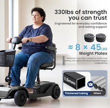 Load image into Gallery viewer, WayCare 15-25 Miles Long Range Mobility Scooter,Weight Capacity 300 LBS+ Powered Mobility Scooters for Seniors, Compact Duty Mobile for Travel with LED Headlight and Detachable Basket(Black)
