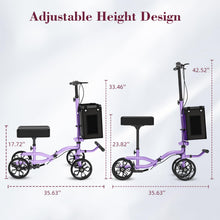 Load image into Gallery viewer, Fvzzin Lightweight Knee Scooter Crutch Alternative, Foldable &amp; Adjustable Knee Scooter for Adults for Foot Surgery, Steerable Knee Walker with Detachable Basket, Includes DIY Stickers-Cream Purple
