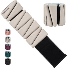 Load image into Gallery viewer, BECOJADDE Ankle Weights Set of 2 (2 lb Each) Adjustable Wrist Weights -Pewter Beige
