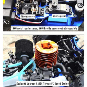 1/8 Gas Powered RC Car Hobby Grade Racing Car for Adult 90KM/H Nitro Buggy 4WD 26CXP Nitro Engine Rock Crawler Gas Powered