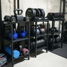 Load image into Gallery viewer, OGODU Commercial Heavy Duty Adjustable Dumbbell Stand &amp; Kettlebell Stand, Adjustable Dumbbell Weight Rack, Kettlebell Storage Rack, Weight Rack for Garage/Home Gym/Commercial with Non-Slip Base, Anti-Tip Safety &amp; Space-Saving Design, Weight Capacity 500/6
